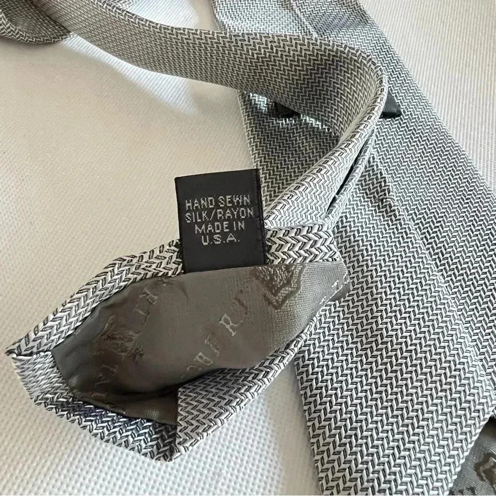 Robert Talbott Nordstrom Tie Hand Sewn Silk/Rayon Gray Textured Geometric Print
